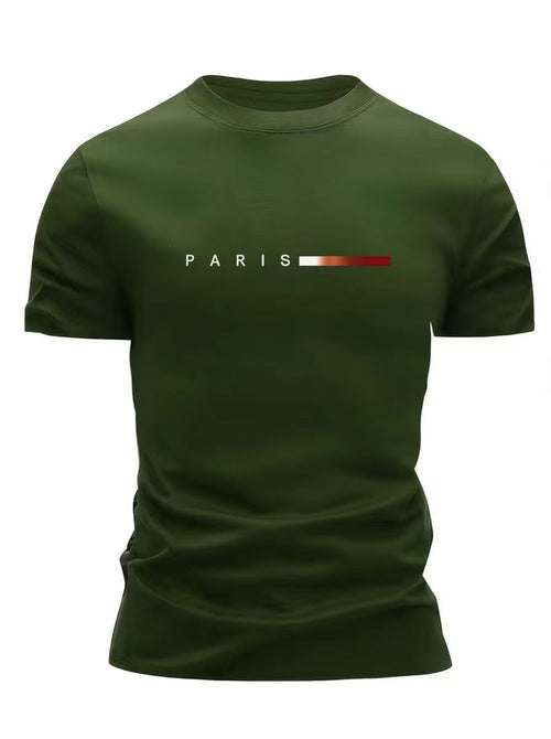 Men'S T-Shirt Lightweight T-Shirt Crew Neck T-Shirt Quick Dry T-Shirt Paris - Black - Size S