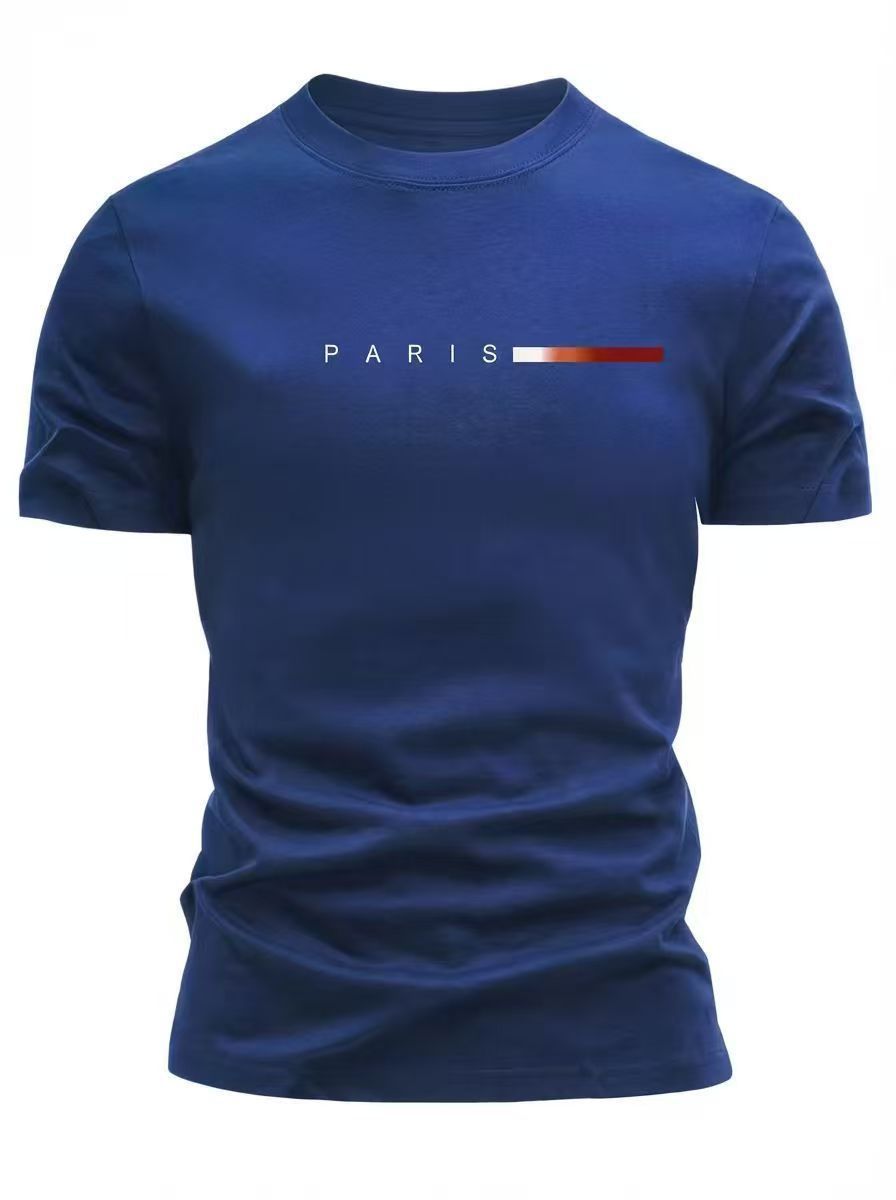 Men'S T-Shirt Lightweight T-Shirt Crew Neck T-Shirt Quick Dry T-Shirt Paris - Black - Size S