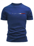 Men'S T-Shirt Lightweight T-Shirt Crew Neck T-Shirt Quick Dry T-Shirt Paris - Blue - Size S