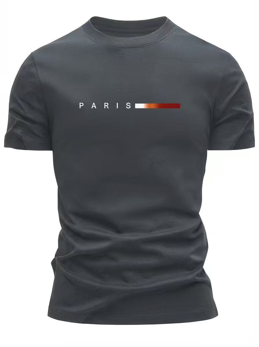 Men'S T-Shirt Lightweight T-Shirt Crew Neck T-Shirt Quick Dry T-Shirt Paris - Gray - Size M