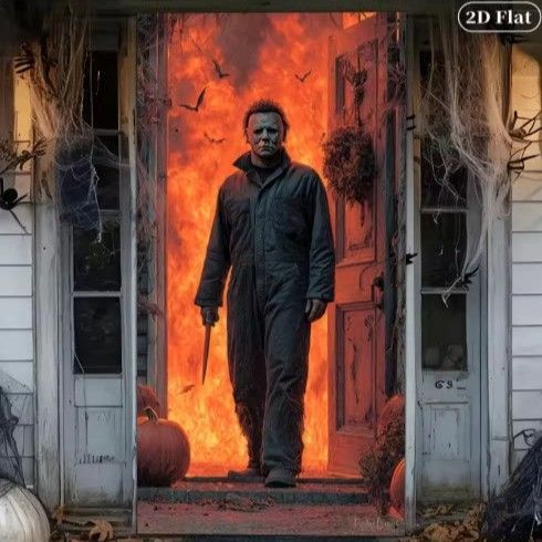 Halloween Scary Ghost Door Cover Decorations Indoor, 3D Door Cover for Halloween Decorations, Scary Home Party Supplies Front Room Decor - Multi-color