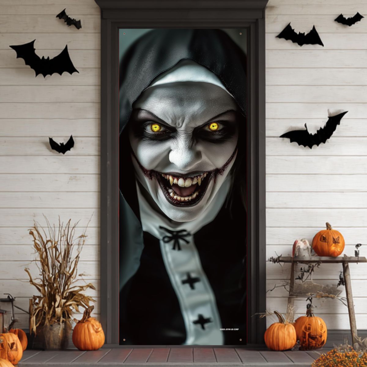 Halloween Scary Ghost Door Cover Decorations Indoor, 3D Door Cover for Halloween Decorations, Scary Home Party Supplies Front Room Decor - Multi-color
