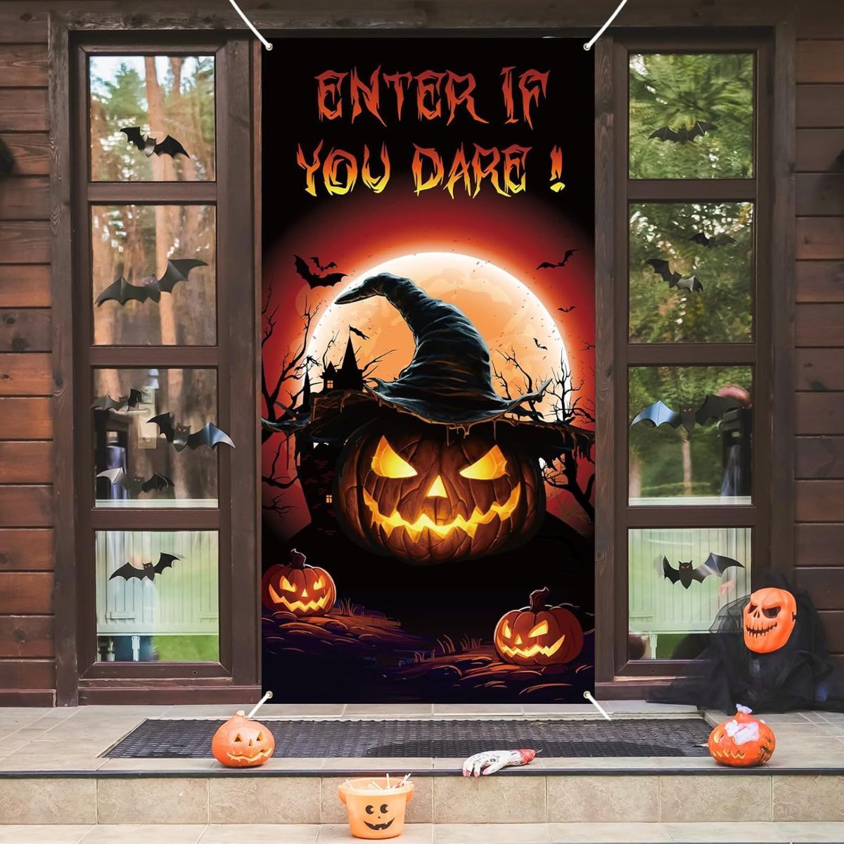 Halloween Scary Ghost Door Cover Decorations Indoor, 3D Door Cover for Halloween Decorations, Scary Home Party Supplies Front Room Decor - Multi-color