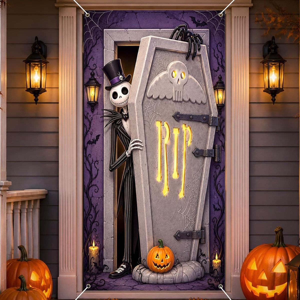 Halloween Scary Ghost Door Cover Decorations Indoor, 3D Door Cover for Halloween Decorations, Scary Home Party Supplies Front Room Decor - Multi-color