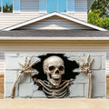 Halloween Garage Door Cover Halloween Decorations Outdoor Hanging Banner Garage - White - Size 8x16ft
