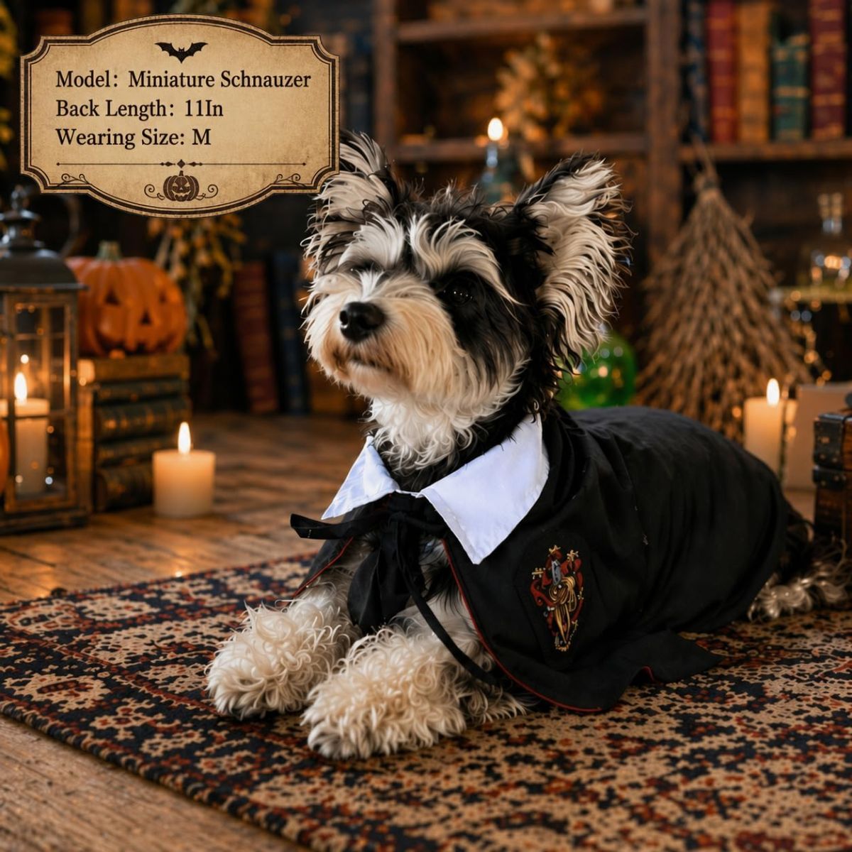 3PCS Halloween Dog Costume Cat Wizard Cape Glasses and Necktie Set Halloween Puppy Outfit Pet Academy Magician Cosplay Apparel for Kitten Cat Small Dogs - Black-Green - Size S