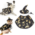 Pet Halloween Costumes Dogs Cats Halloween Witch Pet Costume Cape Hat Halloween Vampire Cloak Wizard Cats Cosplay Clothes Apparel for Small Dogs Cats Halloween Party Decorations - Black - Size S