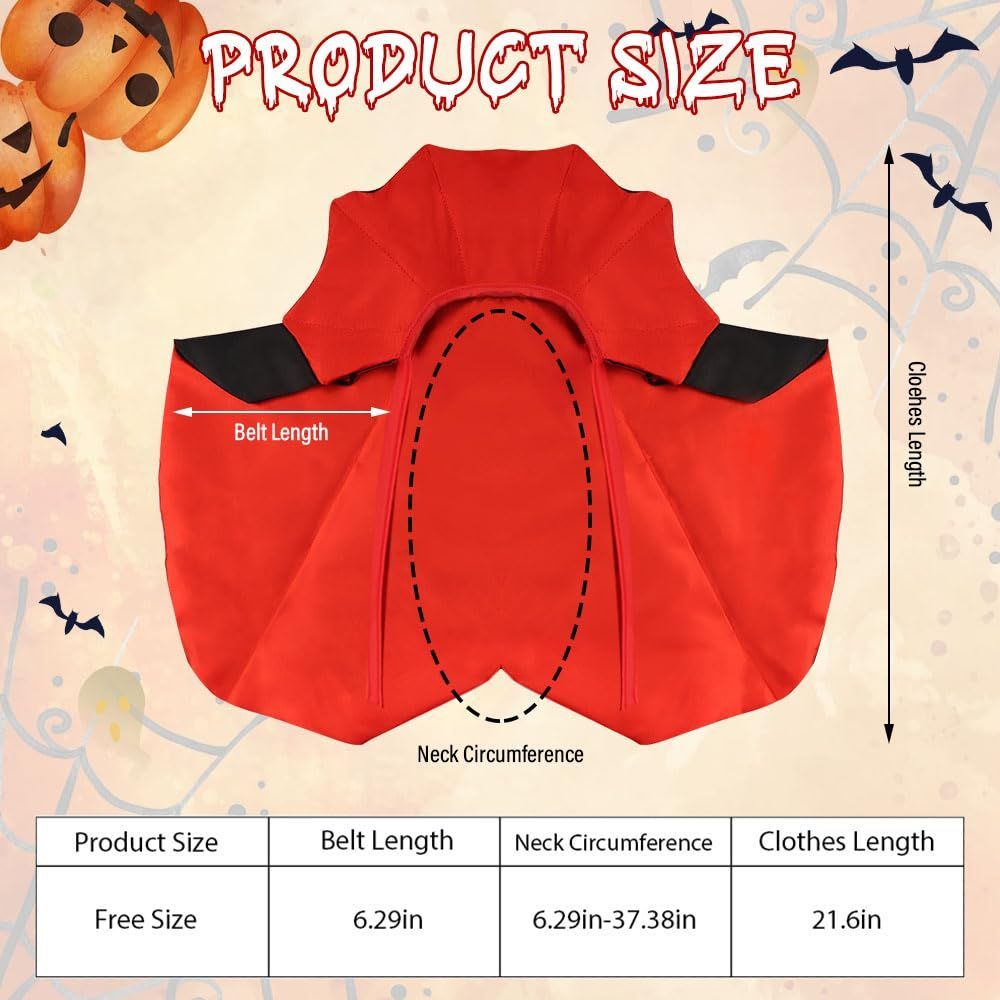 Halloween Cat Vampire Cloak Costume Adjustable Red Black Pet Cape Costume Clothes, Halloween Pet Accessories Costumes Outfit Decor Cowl for Small Cats Dogs Animals Halloween Party pet Cosplay