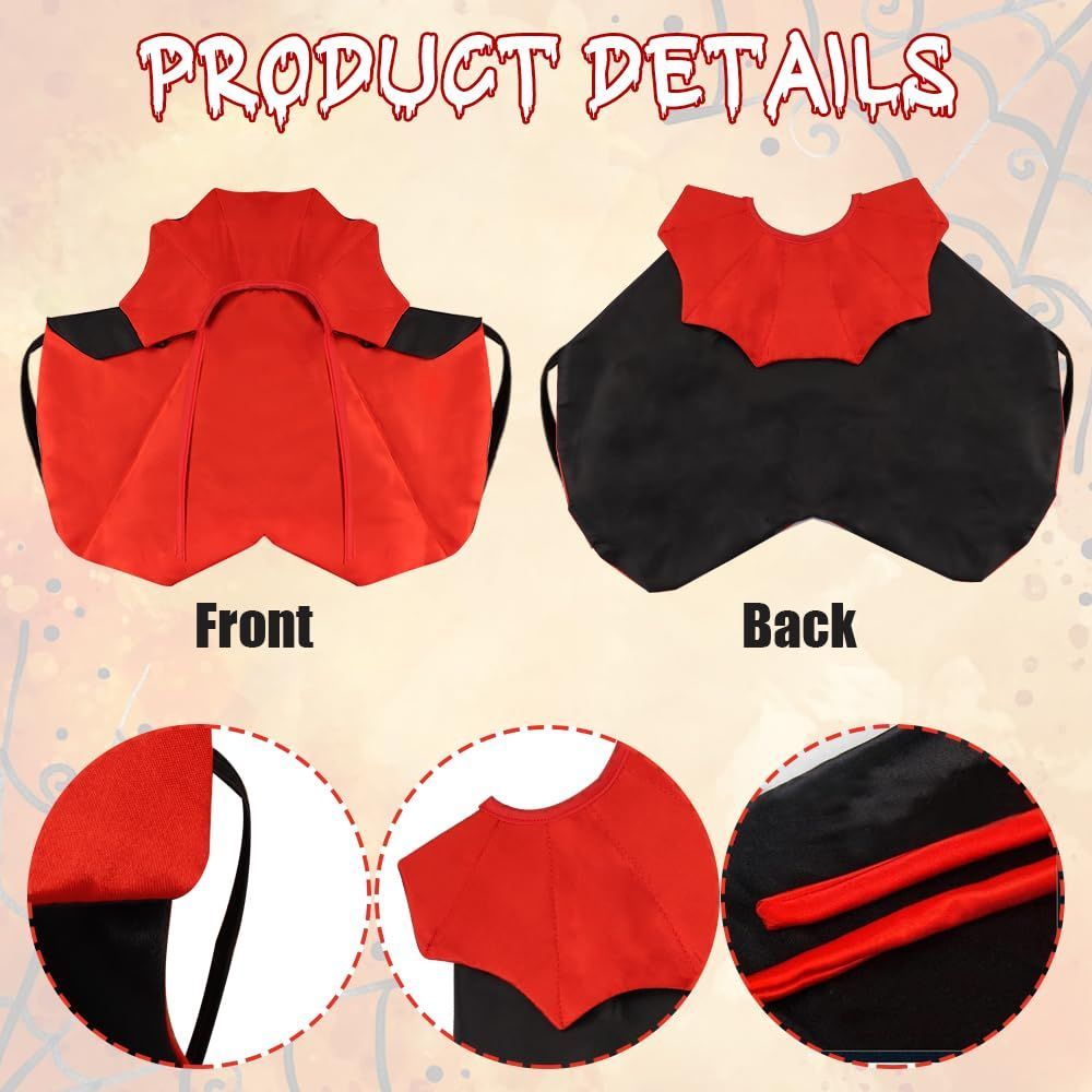 Halloween Cat Vampire Cloak Costume Adjustable Red Black Pet Cape Costume Clothes, Halloween Pet Accessories Costumes Outfit Decor Cowl for Small Cats Dogs Animals Halloween Party pet Cosplay