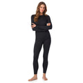 Cuddl Duds Womens Heavyweight Cold Weather Fleece Lined Thermal Set – Long Sleeve Top & Leggings - Winter Lounge Sets - Black - Size L