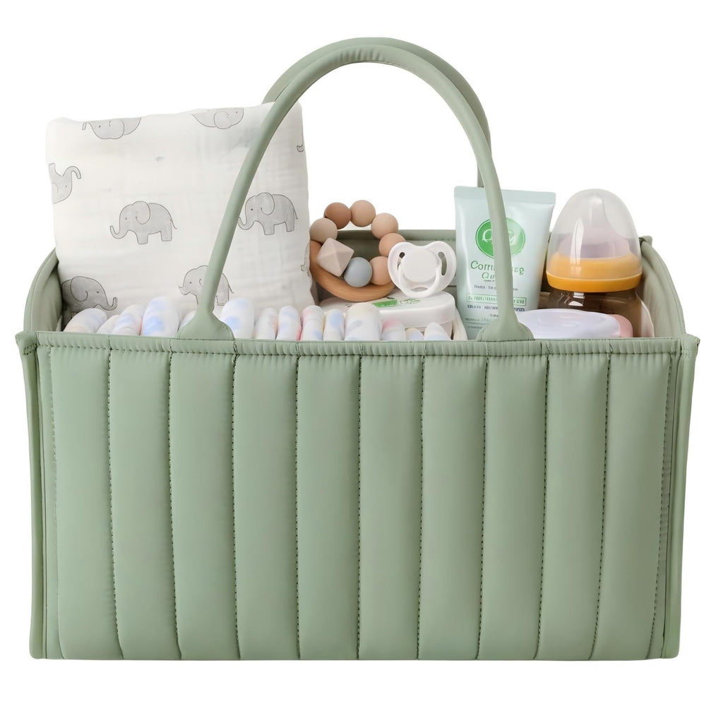Large Baby Diaper Caddy Organizer – Portable Nursery Storage for Diapers, Wipes, Toys & Essentials (Green)