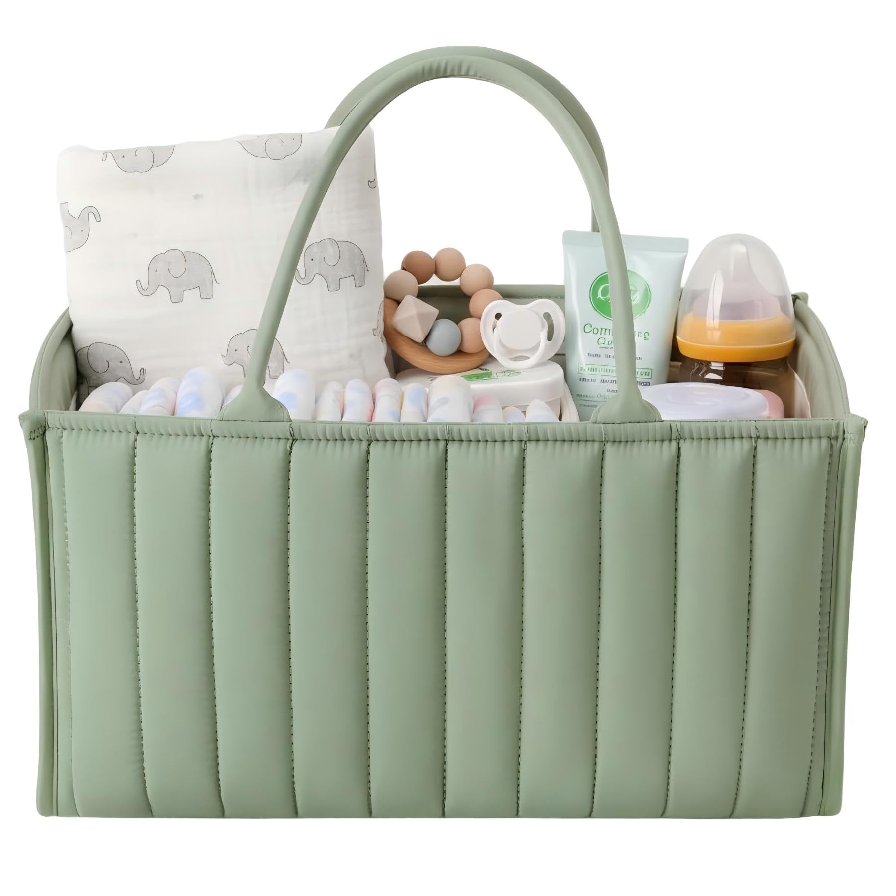Large Baby Diaper Caddy Organizer – Portable Nursery Storage for Diapers, Wipes, Toys & Essentials (Green)