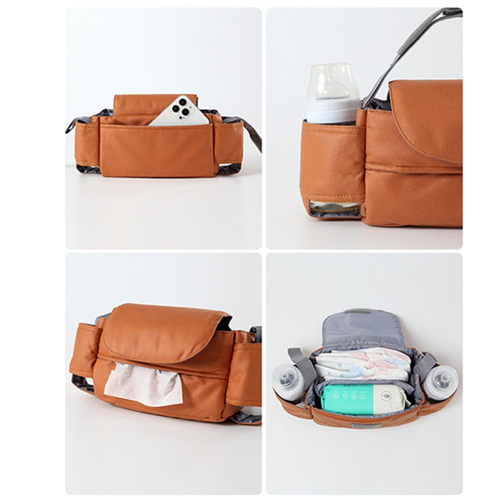 Universal Stroller Organizer Bag with Tissue Pocket, Bottle Holders & Large Storage (Orange)