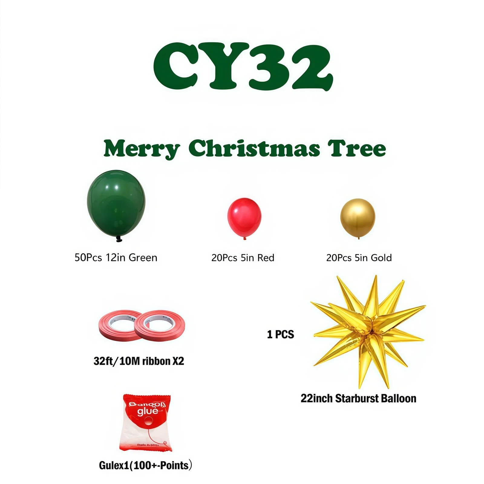 Christmas Balloon Combo: 123PCS Arch + Tree Sets (Snowman/Star Foil)