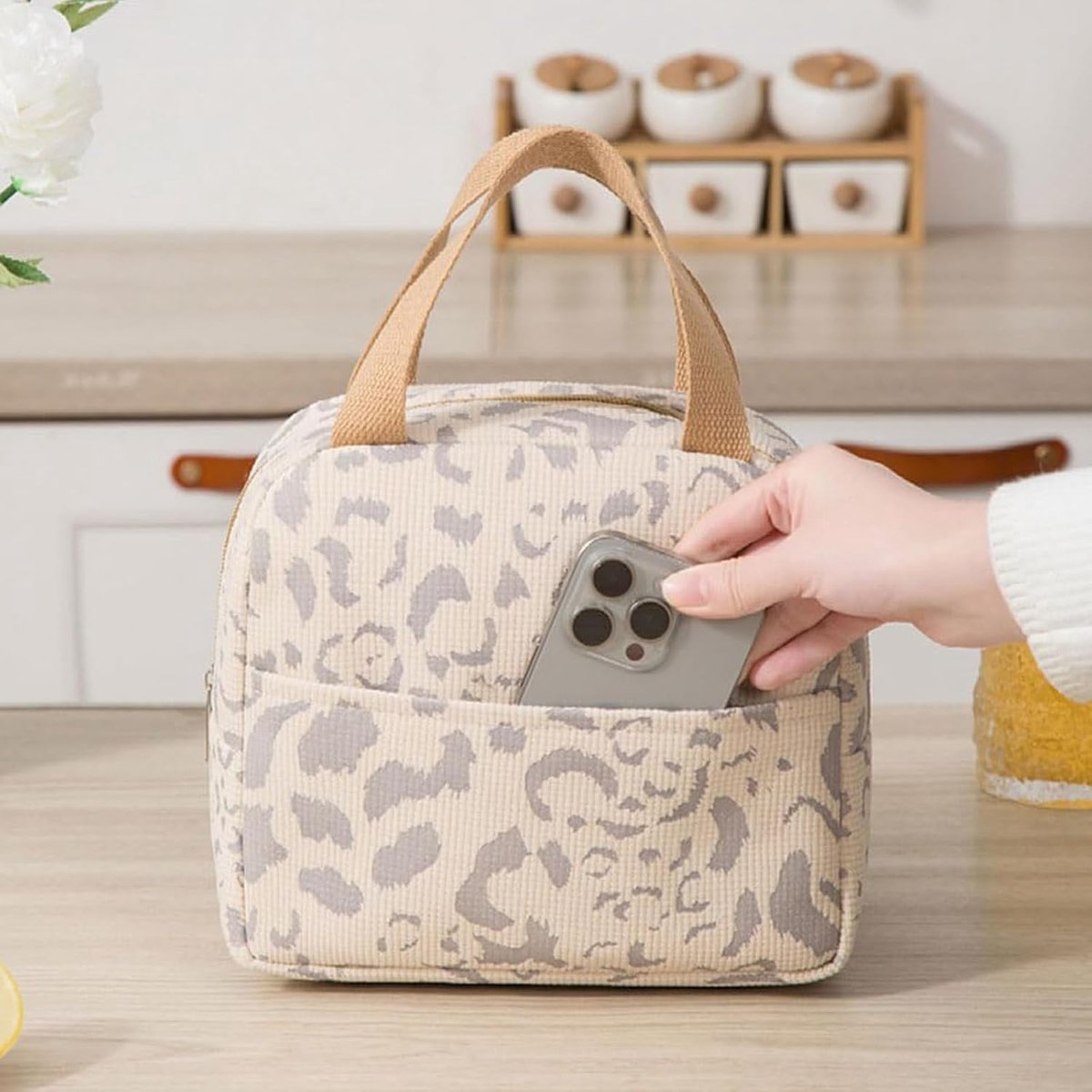 Reusable Insulated Lunch Bag 6L – Small Lunch Bag for Work, School & Travel (Beige)