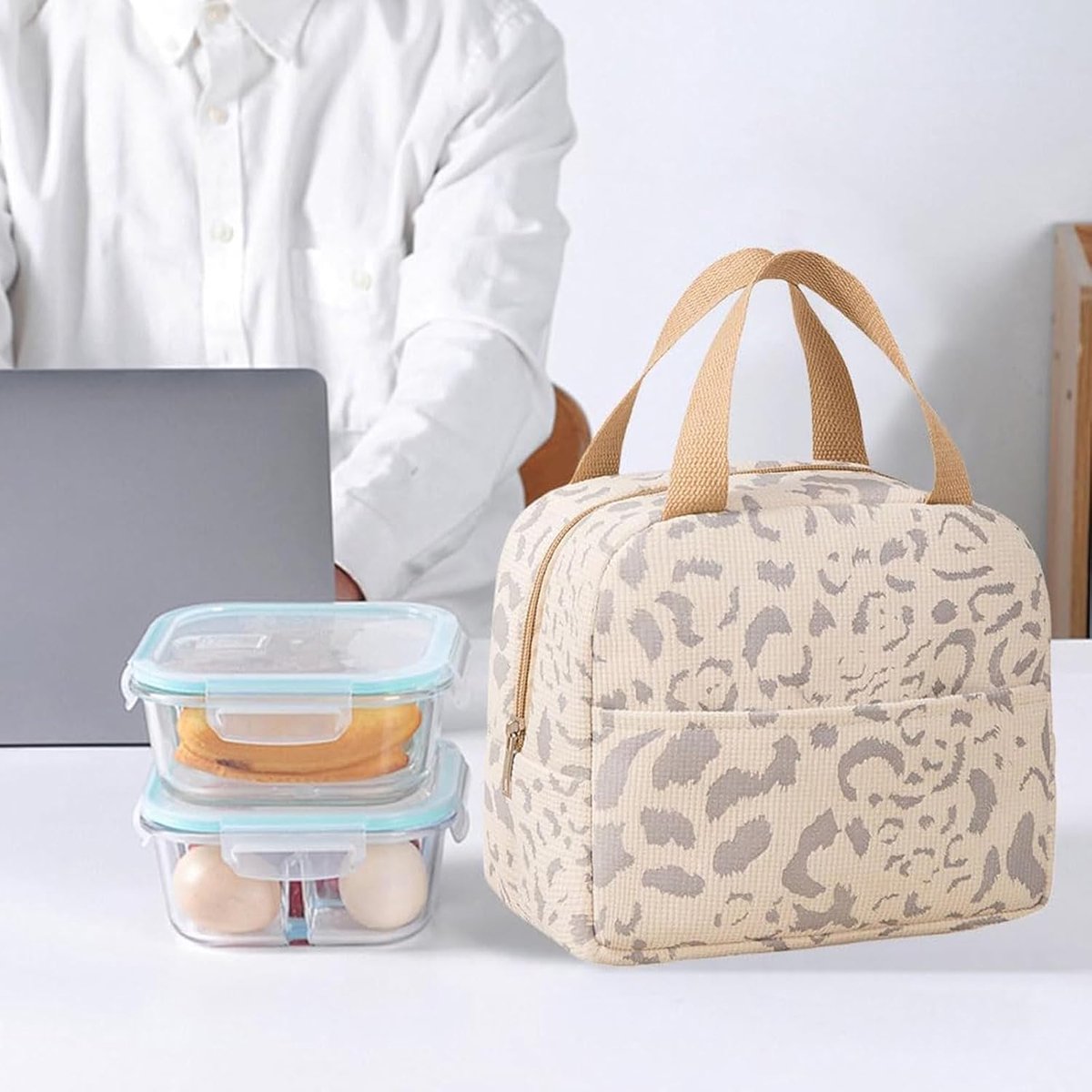 Reusable Insulated Lunch Bag 6L – Small Lunch Bag for Work, School & Travel (Beige)