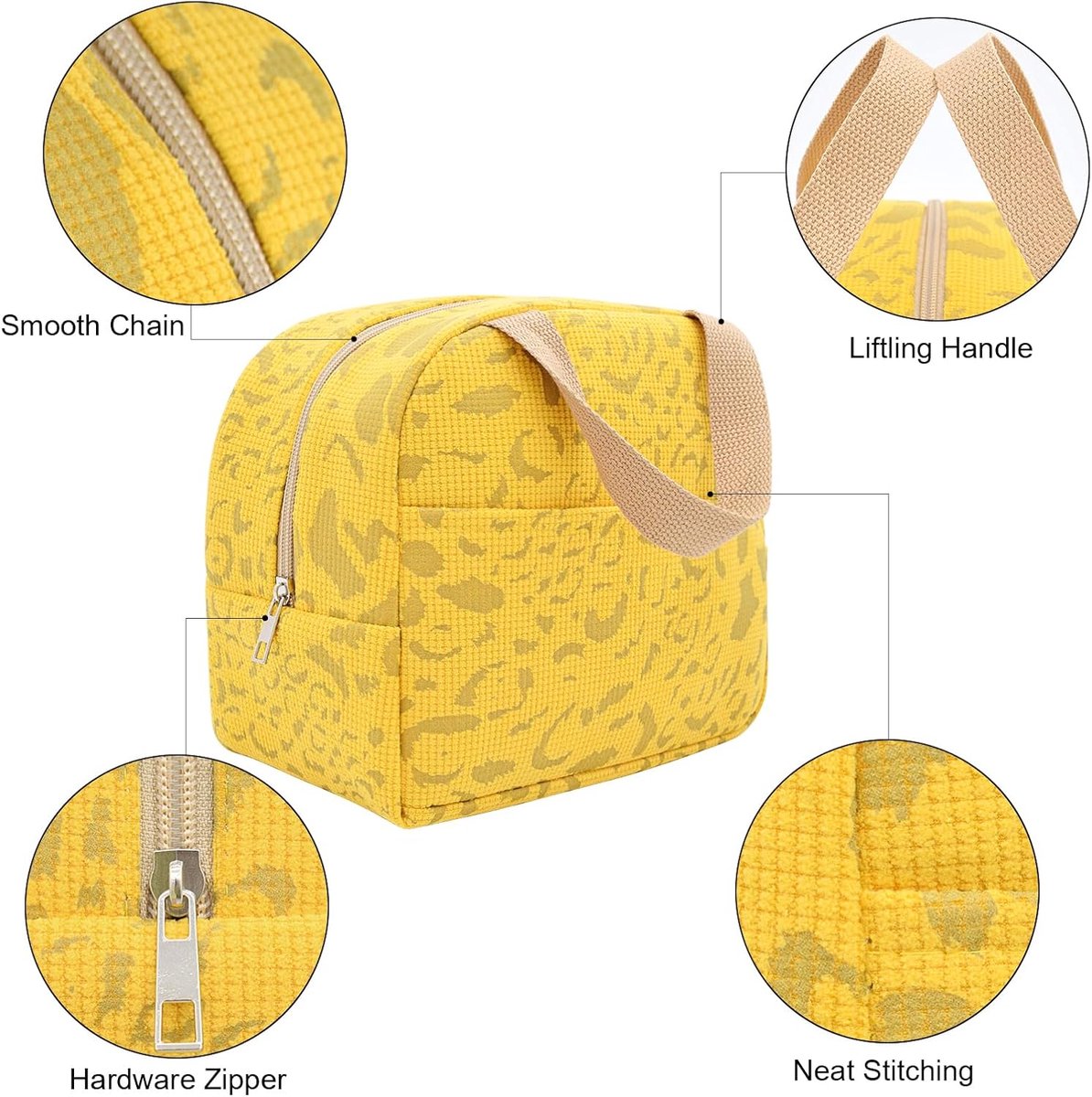 Reusable Insulated Lunch Bag 6L – Small Lunch Bag for Work, School & Travel (Yellow)