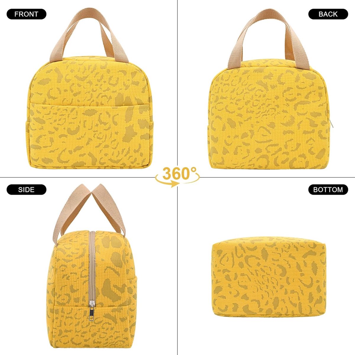 Reusable Insulated Lunch Bag 6L – Small Lunch Bag for Work, School & Travel (Yellow)
