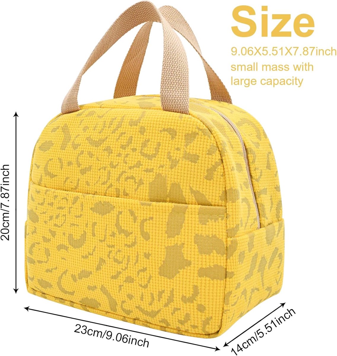 Reusable Insulated Lunch Bag 6L – Small Lunch Bag for Work, School & Travel (Yellow)