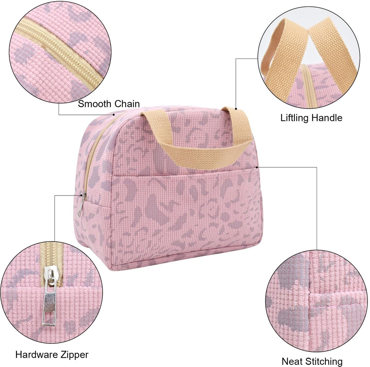 Reusable Insulated Lunch Bag 6L – Small Lunch Bag for Work, School & Travel (Pink)