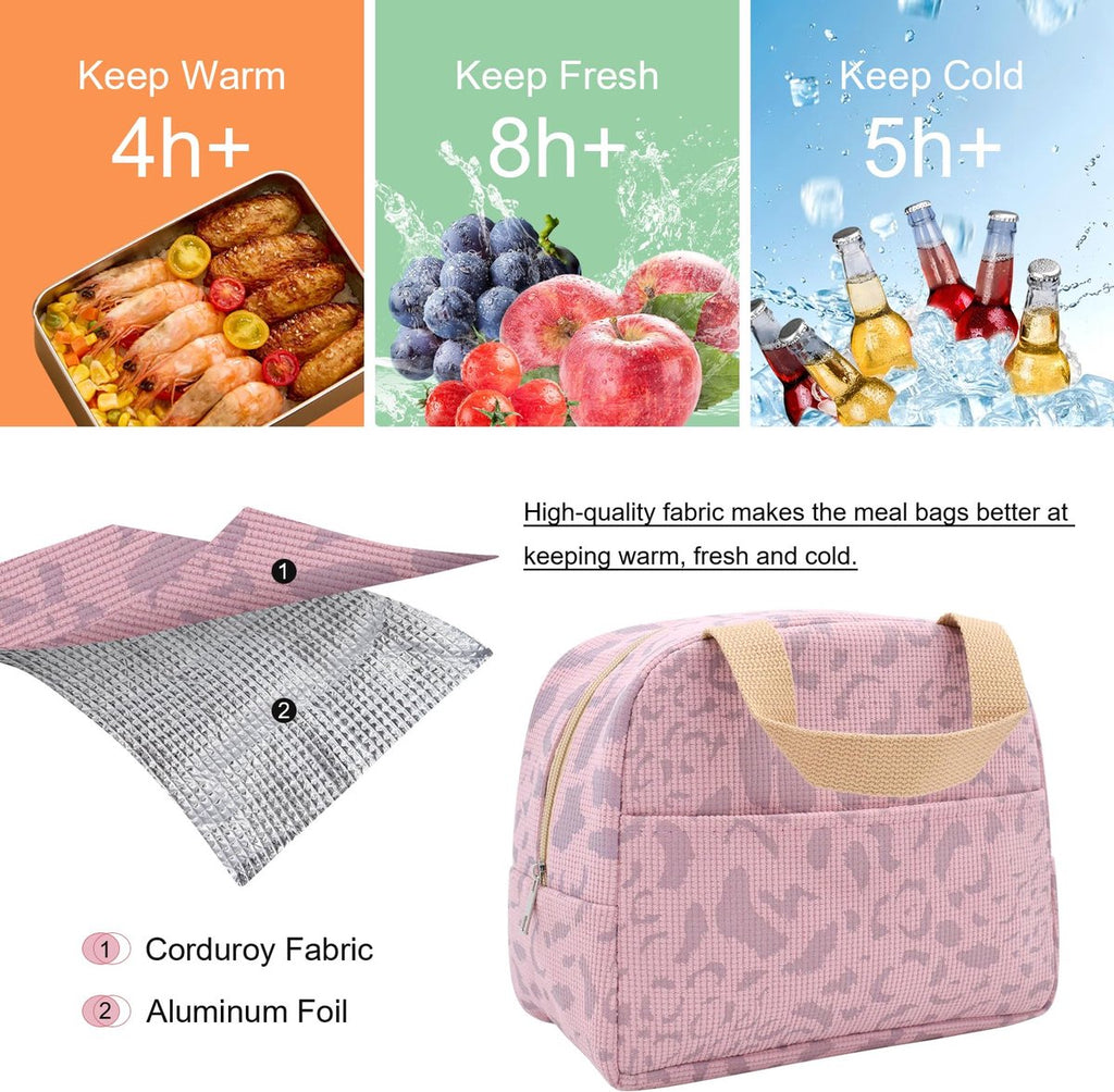 Reusable Insulated Lunch Bag 6L – Small Lunch Bag for Work, School & Travel (Pink)