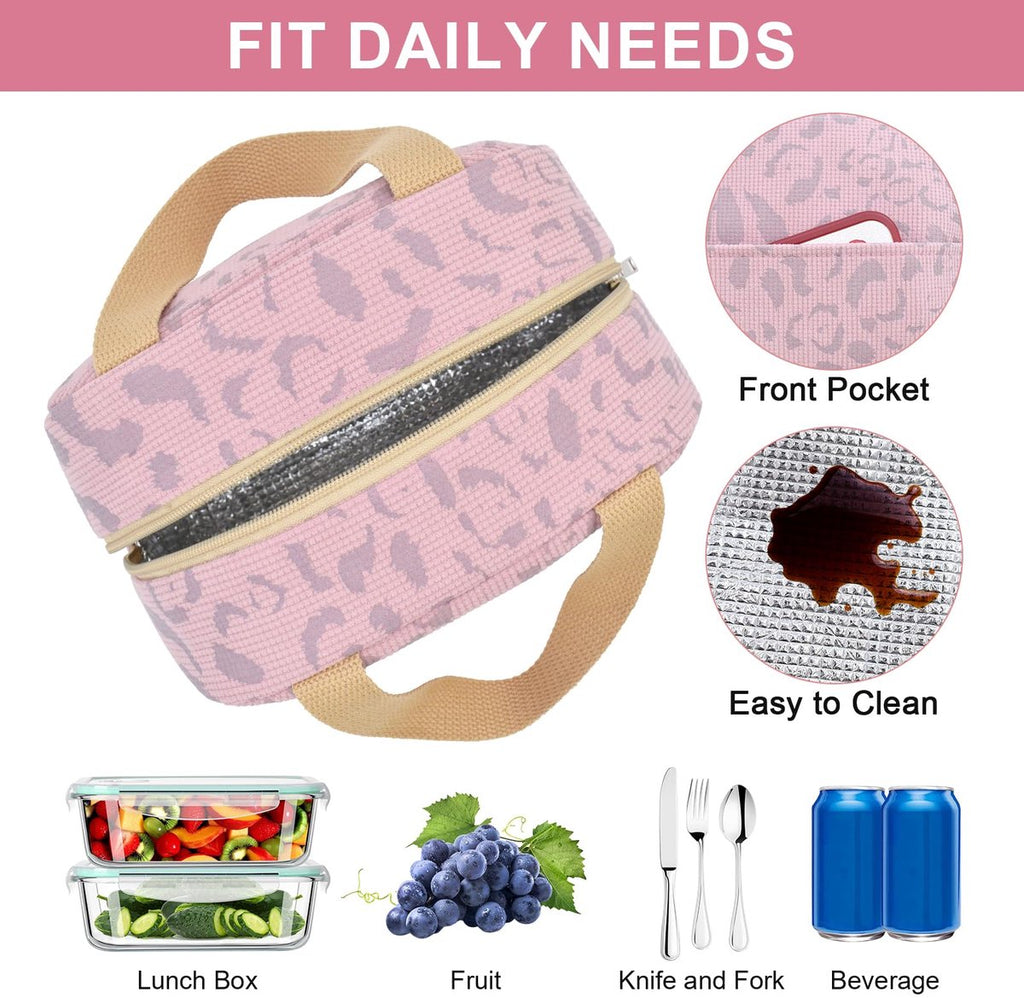 Reusable Insulated Lunch Bag 6L – Small Lunch Bag for Work, School & Travel (Pink)