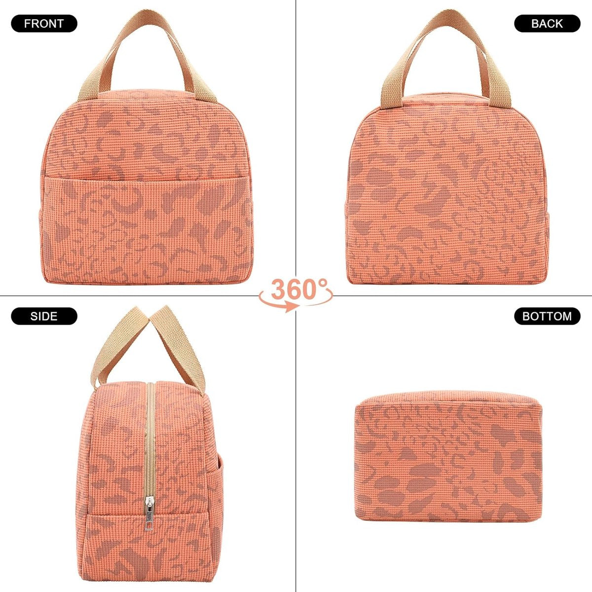 Reusable Insulated Lunch Bag 6L – Small Lunch Bag for Work, School & Travel (Orange)