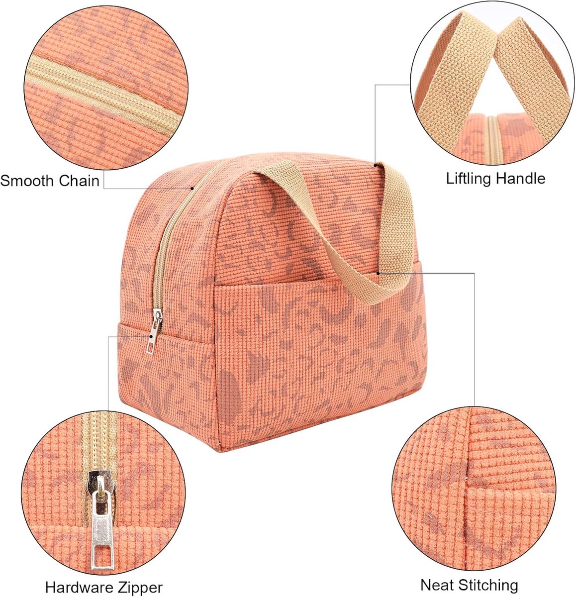 Reusable Insulated Lunch Bag 6L – Small Lunch Bag for Work, School & Travel (Orange)