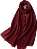 Lightweight Wool Scarf – Warm, Soft, Unisex (32×190cm) – Wine Red
