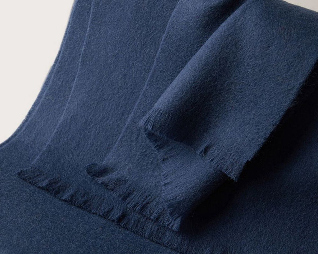 Lightweight Wool Scarf – Warm, Soft, Unisex (32×190cm) – Blue