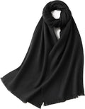 Lightweight Wool Scarf – Warm, Soft, Unisex (32×190cm) – Black