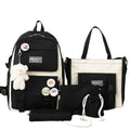 5-Piece School Backpack Set for Students and Teenagers, Black
