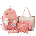 Pink Backpack Set for Students – 5 Pieces