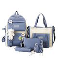 5-Piece Blue School Backpack Set for Students and Teenagers, for Travel and School Use