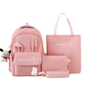 Cute Pink Rabbit Ears Backpack Set for Girls (4-Piece, Large Capacity)