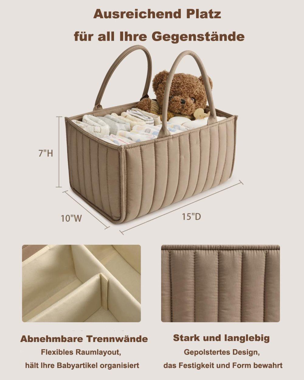 Baby Diaper Storage Basket, Large Water-Resistant Organizer, Brown