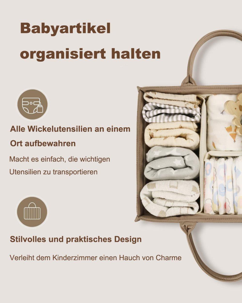 Baby Diaper Storage Basket, Large Water-Resistant Organizer, Brown