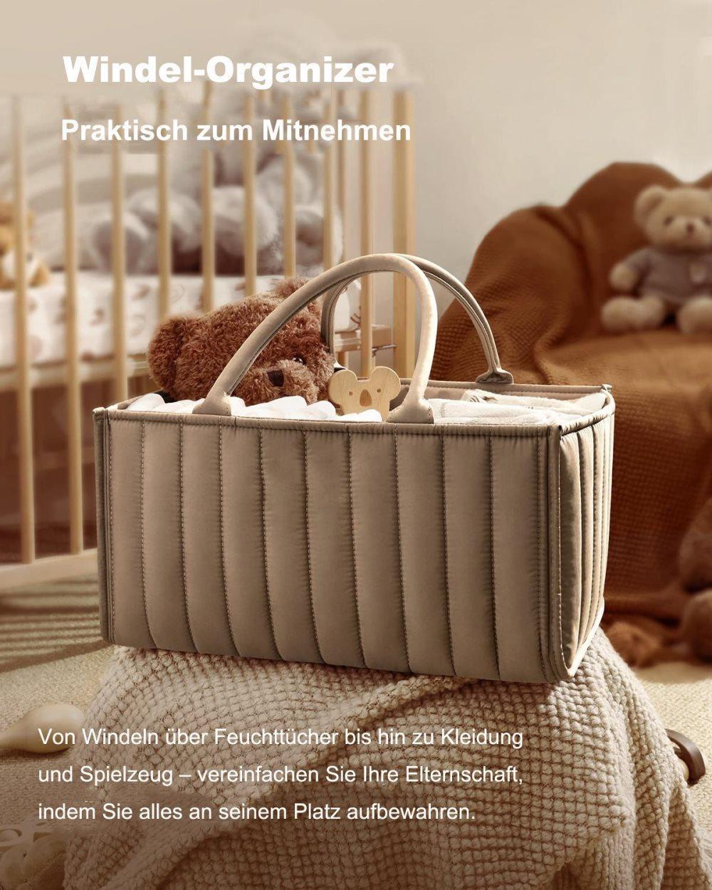 Baby Diaper Storage Basket, Large Water-Resistant Organizer, Brown