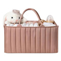 Baby Diaper Storage Basket, Large Water-Resistant Organizer, Dark Pink