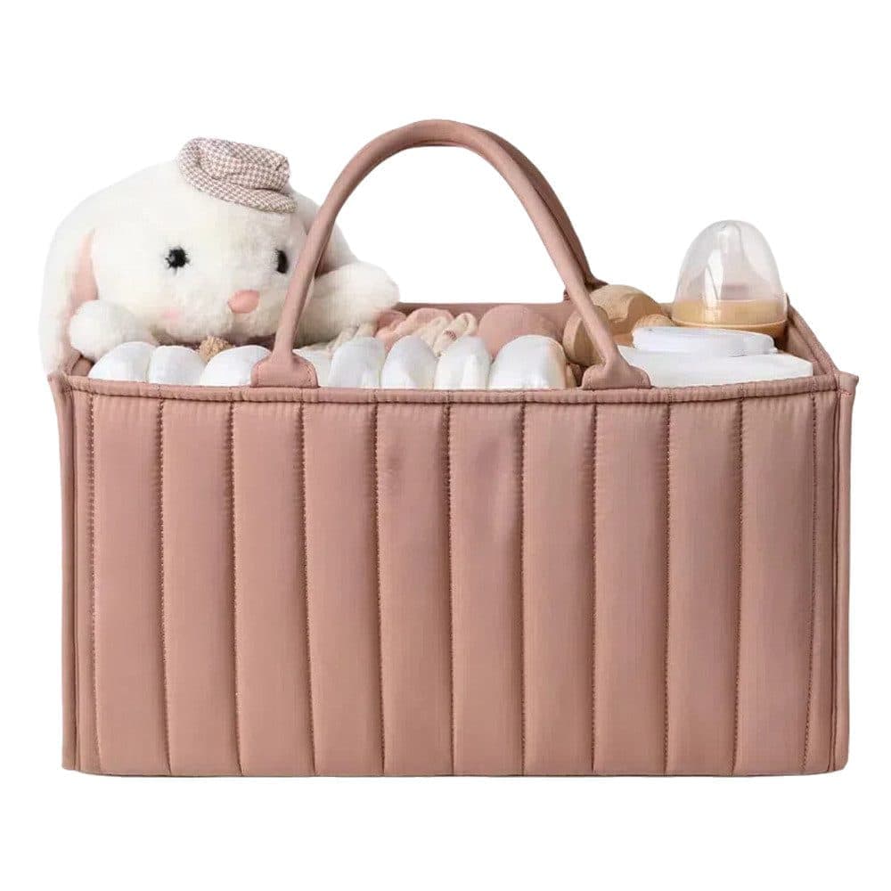 Baby Diaper Storage Basket, Large Water-Resistant Organizer, Dark Pink