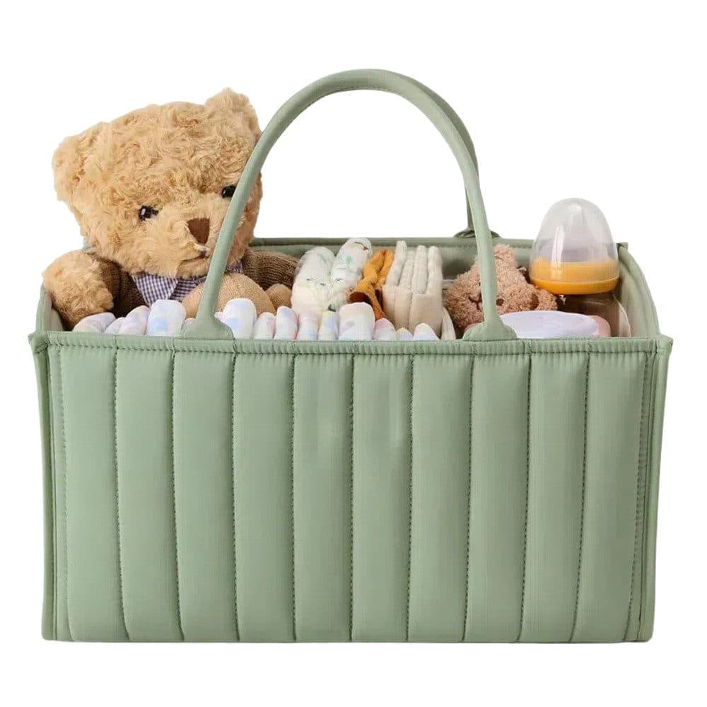 Baby Diaper Storage Basket, Large Water-Resistant Organizer, Green