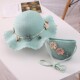Girls Straw Hat and Shoulder Bag Set for Summer Beach Travel Outdoor Play, Green