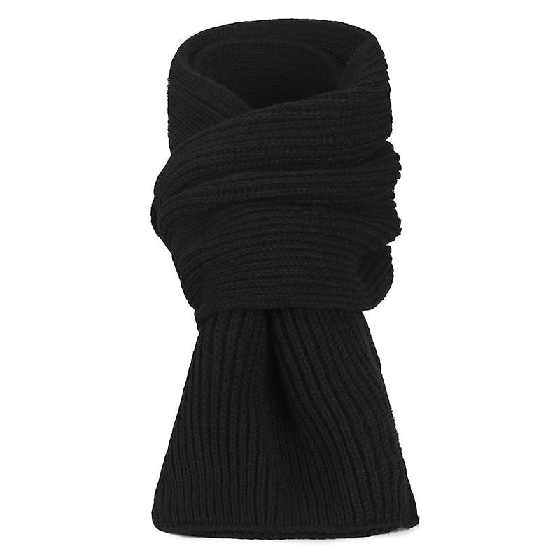 Warm Winter Scarf - Unisex - Solid Color Warm Knitted Winter Scarf - Ribbed Knit Scarf - Black