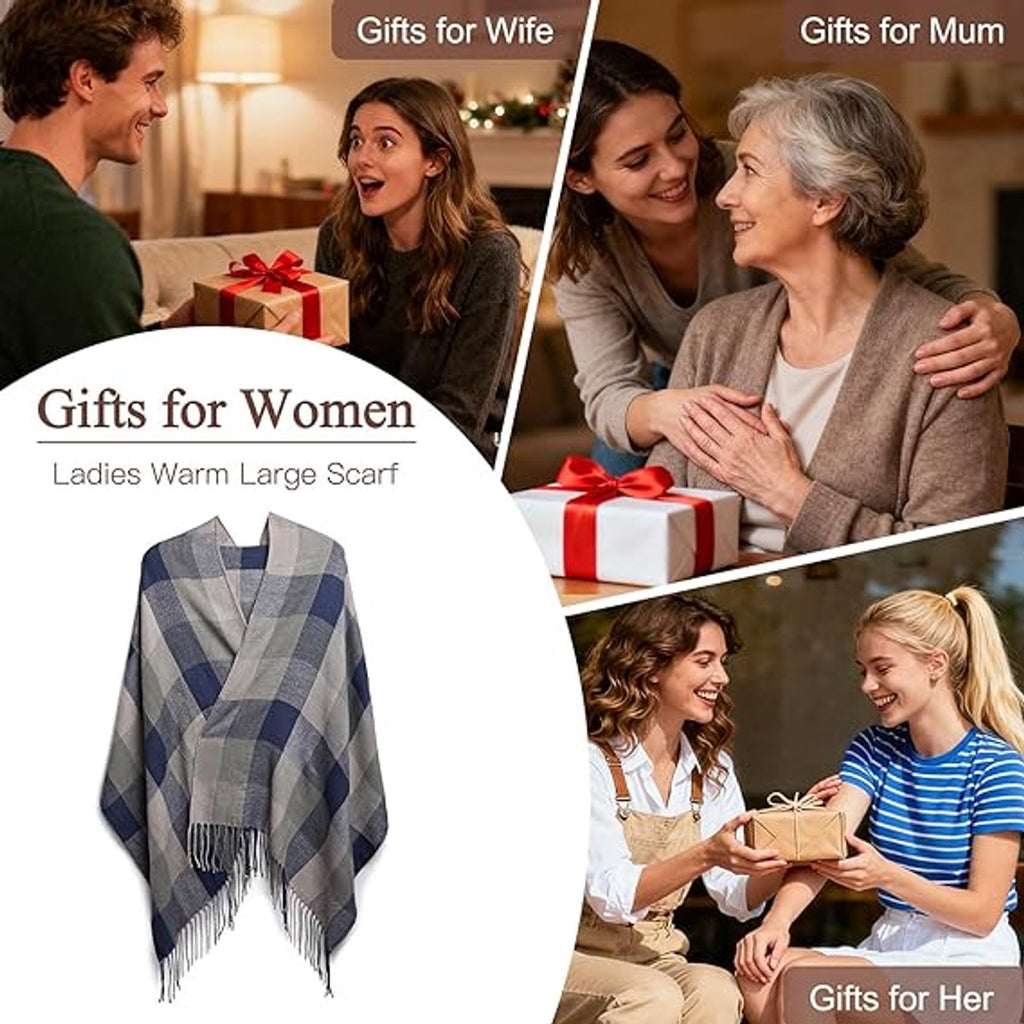 Women’s Winter Scarf – Soft, Warm Checkered Wrap