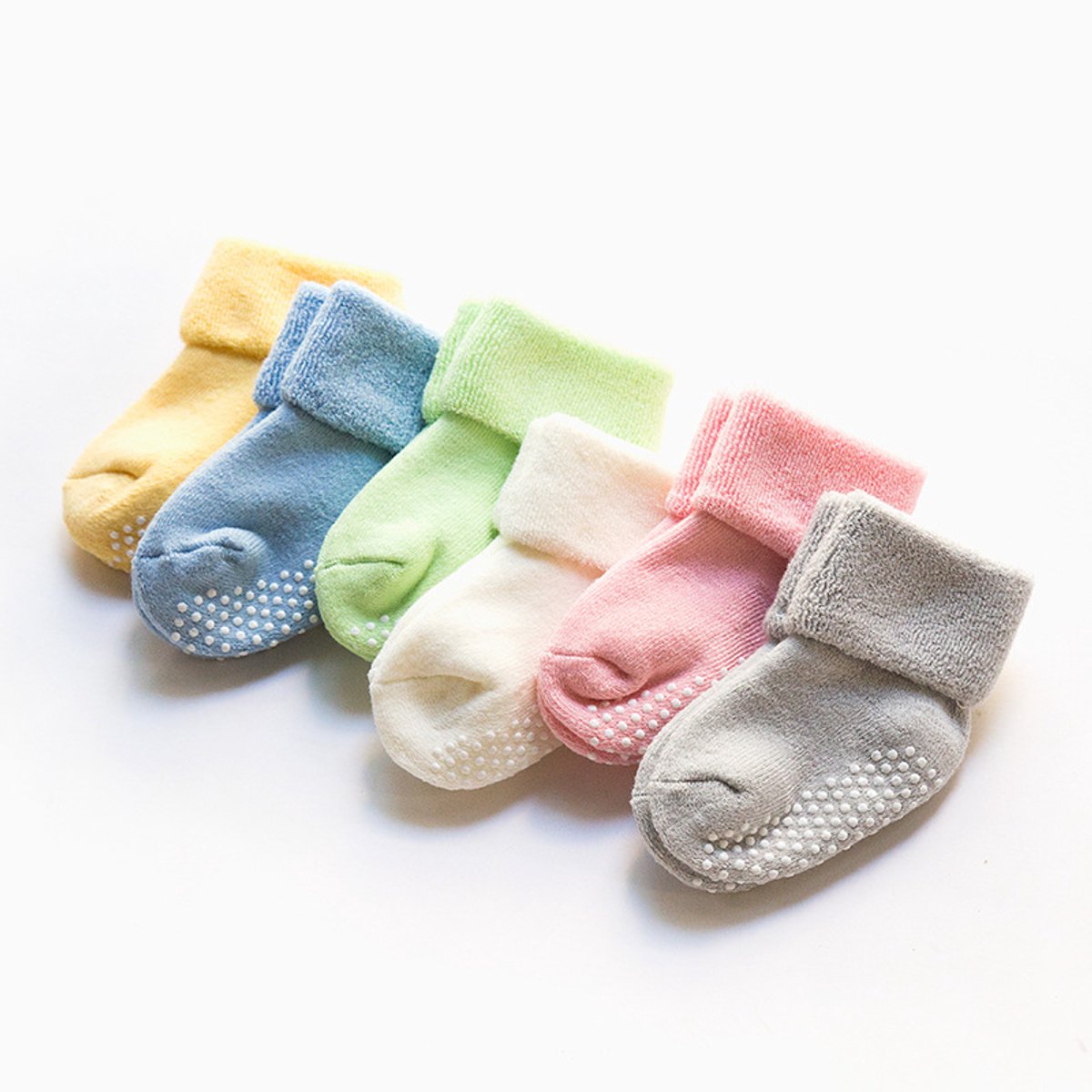 Baby-toddler-children ankle socks with grip, unisex warm thick cotton winter socks 0-10 years, 6-pack M 12-14cm