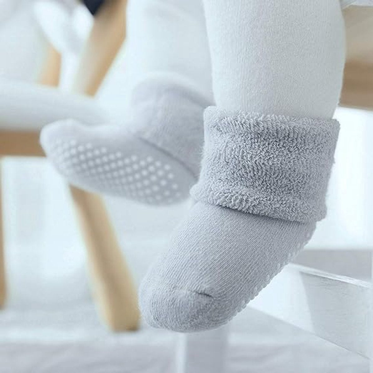 Baby-toddler-children ankle socks with grip, unisex warm thick cotton winter socks 0-10 years, 6-pack M 12-14cm