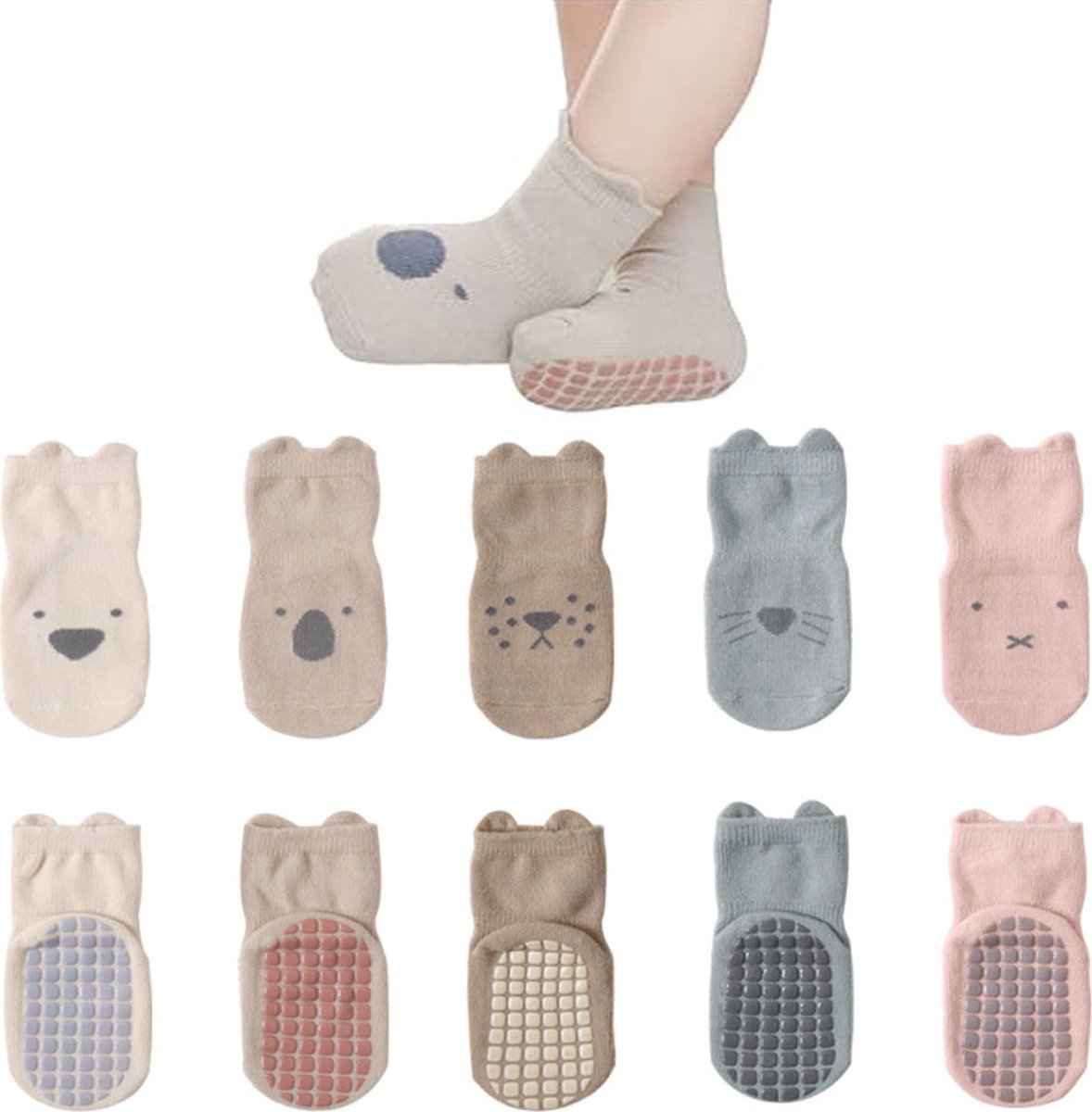 Baby Socks - 5 Pairs - Baby Socks - Non-slip Socks - Children's Socks - Child Baby - Multicolored - Size M - 1-3 Years Old - Ankle Socks - Slipper Socks Baby - Warm Socks - Socks - Newborn - Maternity Gift - Baby Gift