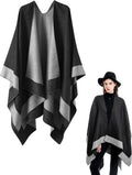 Elegant Black & Grey Women’s Wrap Scarf – Soft Winter Shawl (160 × 130 cm)