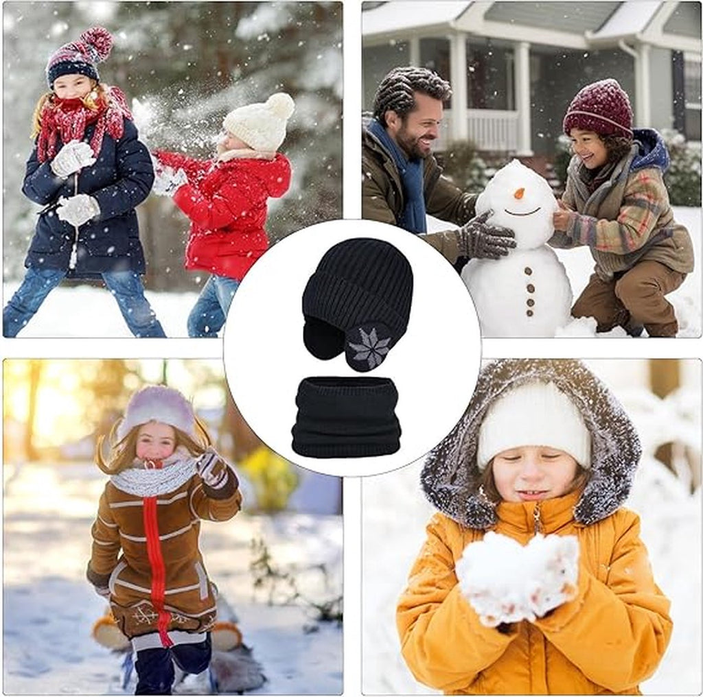 Hat & Scarf - Winter Kids' Hats - Kids' Hat - 2 In 1 Kids' Hat Scarf Set - 4 To 10 Years - Beanie - Boys And Girls - Hat For Children - Kids' Outdoor Hats - Children's Clothing - Scarf - Winter - One Size - Black