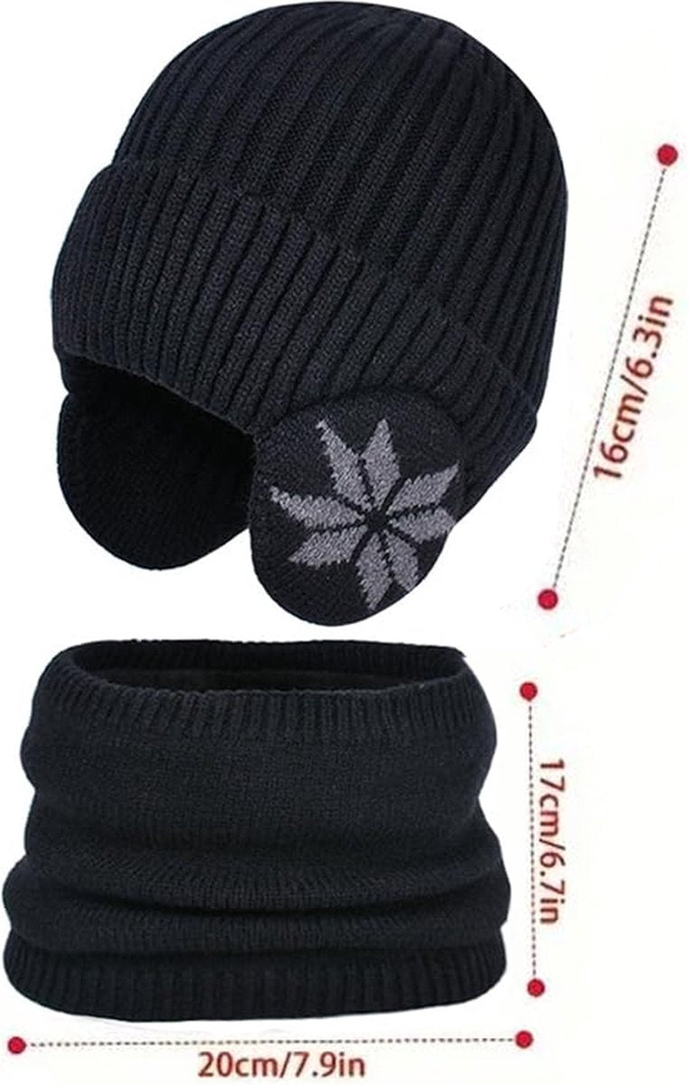 Hat & Scarf - Winter Kids' Hats - Kids' Hat - 2 In 1 Kids' Hat Scarf Set - 4 To 10 Years - Beanie - Boys And Girls - Hat For Children - Kids' Outdoor Hats - Children's Clothing - Scarf - Winter - One Size - Black